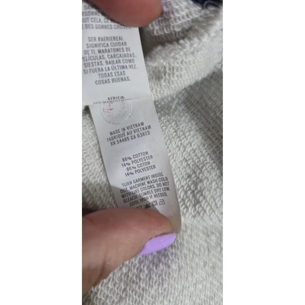Aerie Prep Rally Rugby Sweatshirt Blue White Striped Oversized XS Pullover EUC - Picture 8 of 8